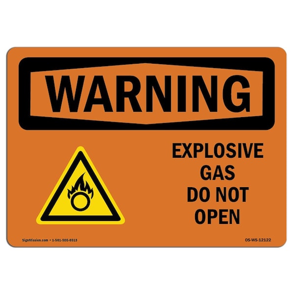 Safety Sign, OSHA WARNING, 3.5" Height, 5" Width, Explosive Gas Do Not Open, Landscape, 10PK